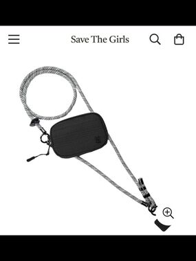 The Girls Black Crossbody Phone Pouch with Black & White Strap
